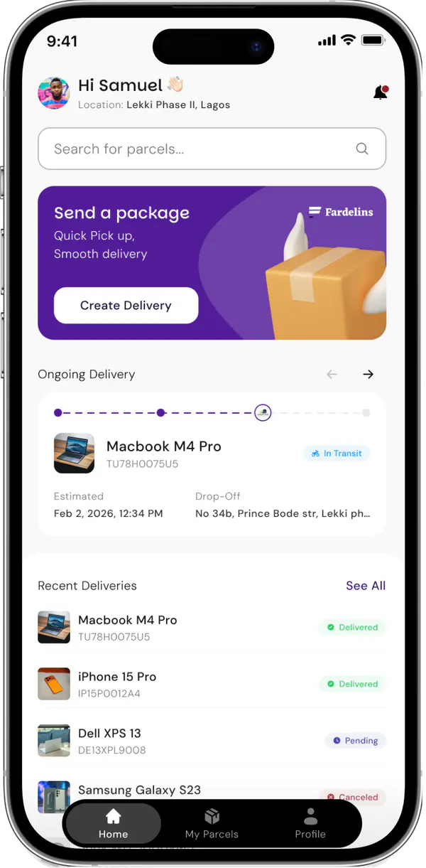 Fardelins customer delivery app